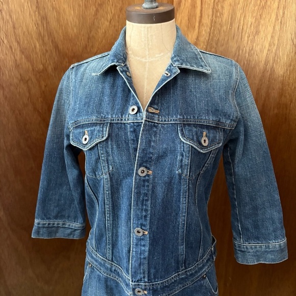 BAPE sz XS Blue Denim Dress 3/4 Sleeve Bapesta Pocket Made in Japan Button Up - Picture 6 of 15